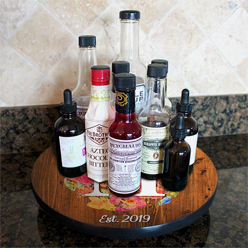 ADD YOUR NAME Lazy Susan - FLORAL WATERCOLOR - 3 Different Sizes - Table Top