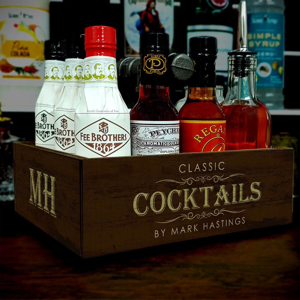 CUSTOM Box Caddy with Industrial Pipe - Classic Cocktail Design