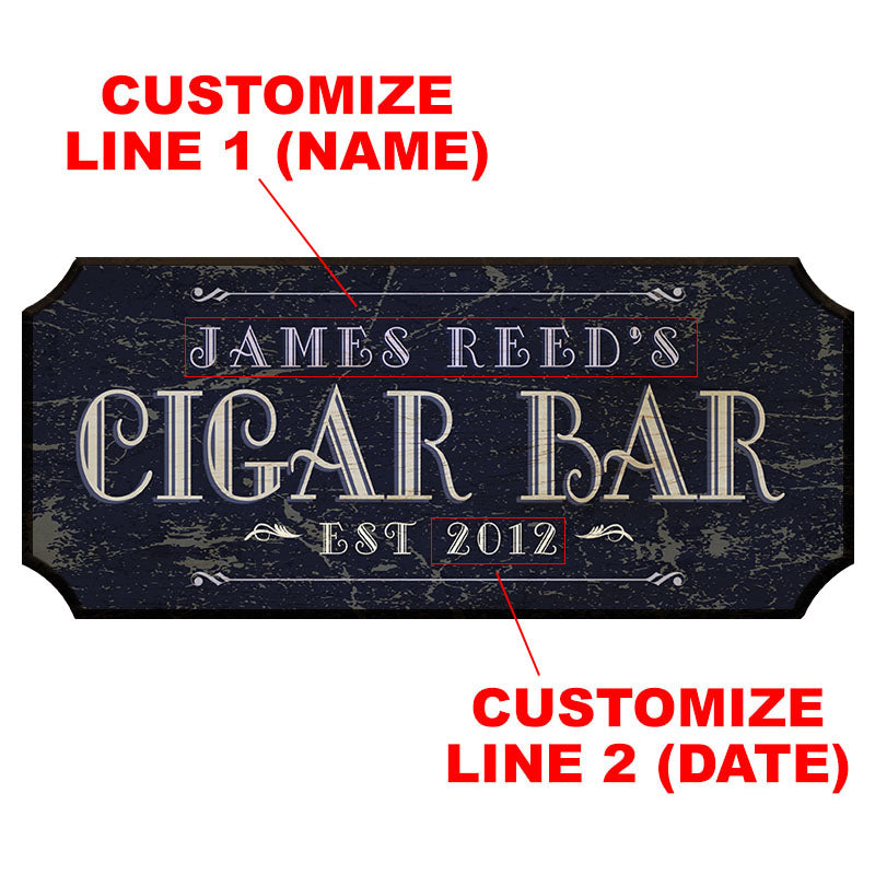 CUSTOMIZABLE Wood Plaque Sign - CIGAR BAR - Color Options