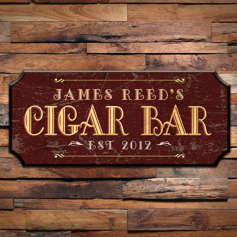 CUSTOMIZABLE Wood Plaque Sign - CIGAR BAR - Color Options