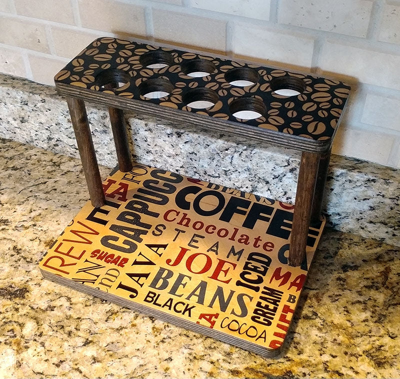 Counter Caddies™ - "BARISTA" Themed Artwork - Straight Shelf - w/ K-Cup Holes - empty