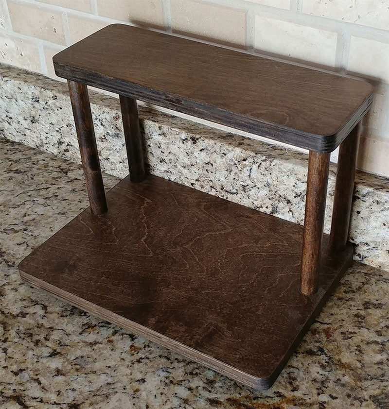 Counter Caddies™ Barista Straight Shelf - Walnut-Stained Finish - 12" - empty