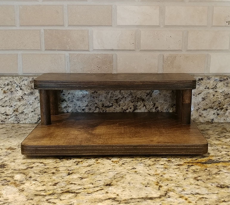 Counter Caddies™ - Walnut-Stained Straight Shelf - Liquor/Wine Bottle Display - 12" Length