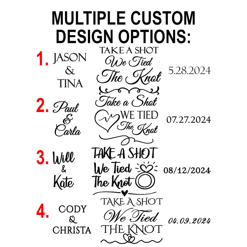 Custom Laser Engraved 2 Person Wood Shot Ski - Take A Shot, We Tied The Knot - Multiple Designs