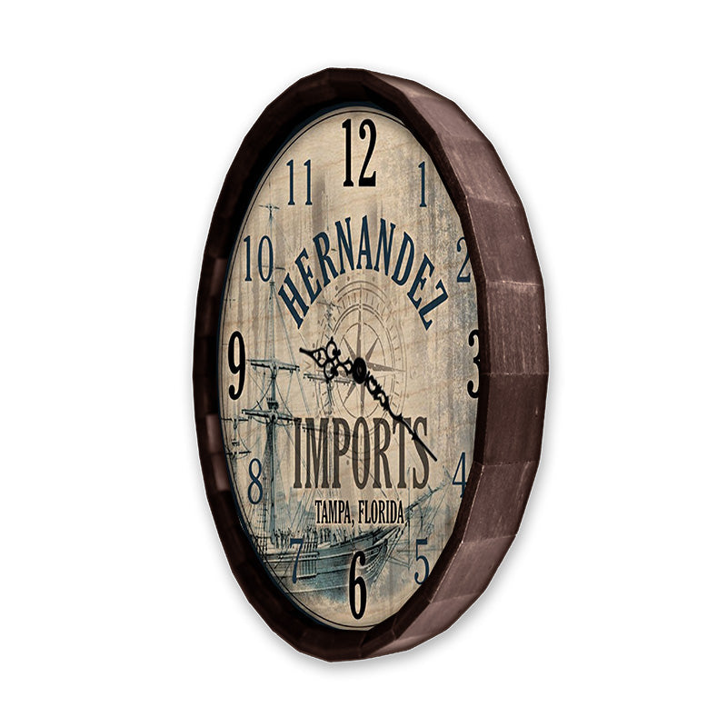 Custom Wood Barrel Top Clock - Vintage Imports