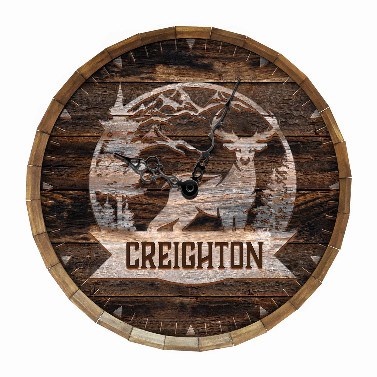 Customizable Deer Hunting Wooden Clock