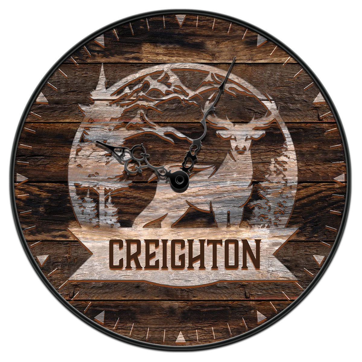 Customizable Deer Hunting Wooden Clock