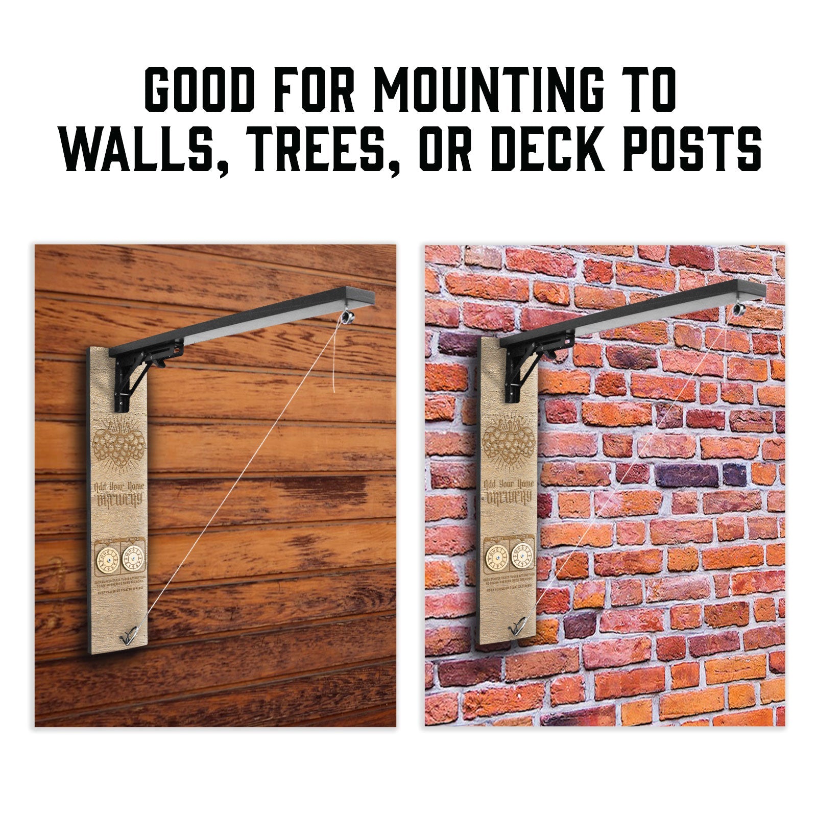 Customizable Engraved Wall Mounted Folding Ring Toss Wall Mount Options