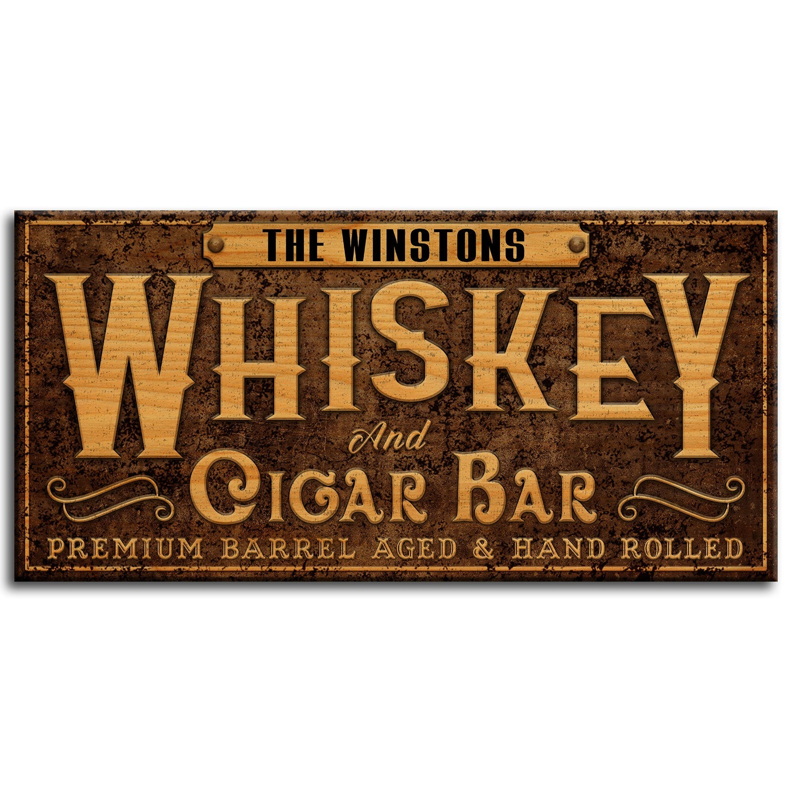 Customizable Large Vintage Wooden Bar Sign - Bar Sign - Whiskey Brown