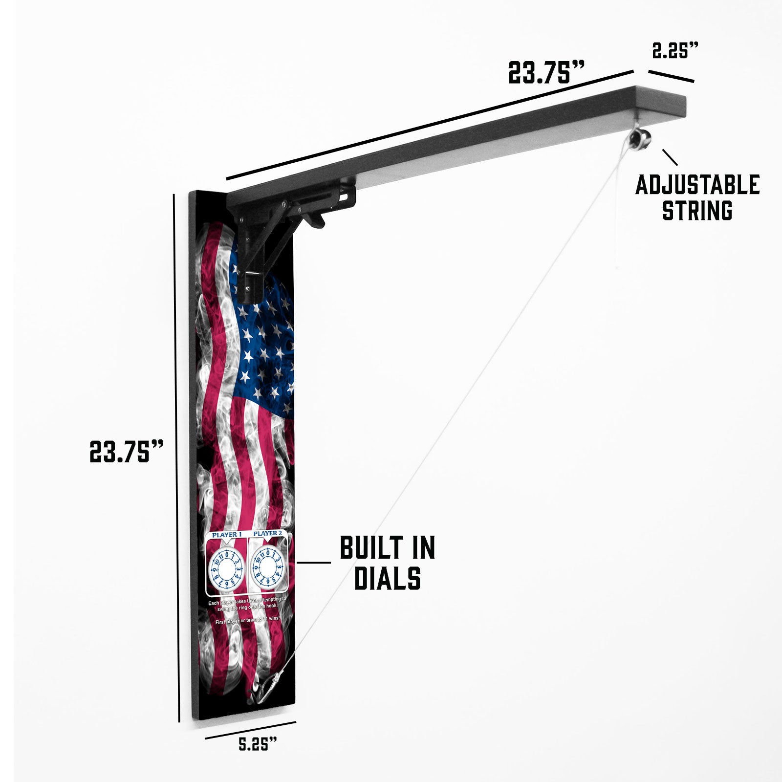Customizable Wall Mounted Folding Ring Toss - American Flag Smoke