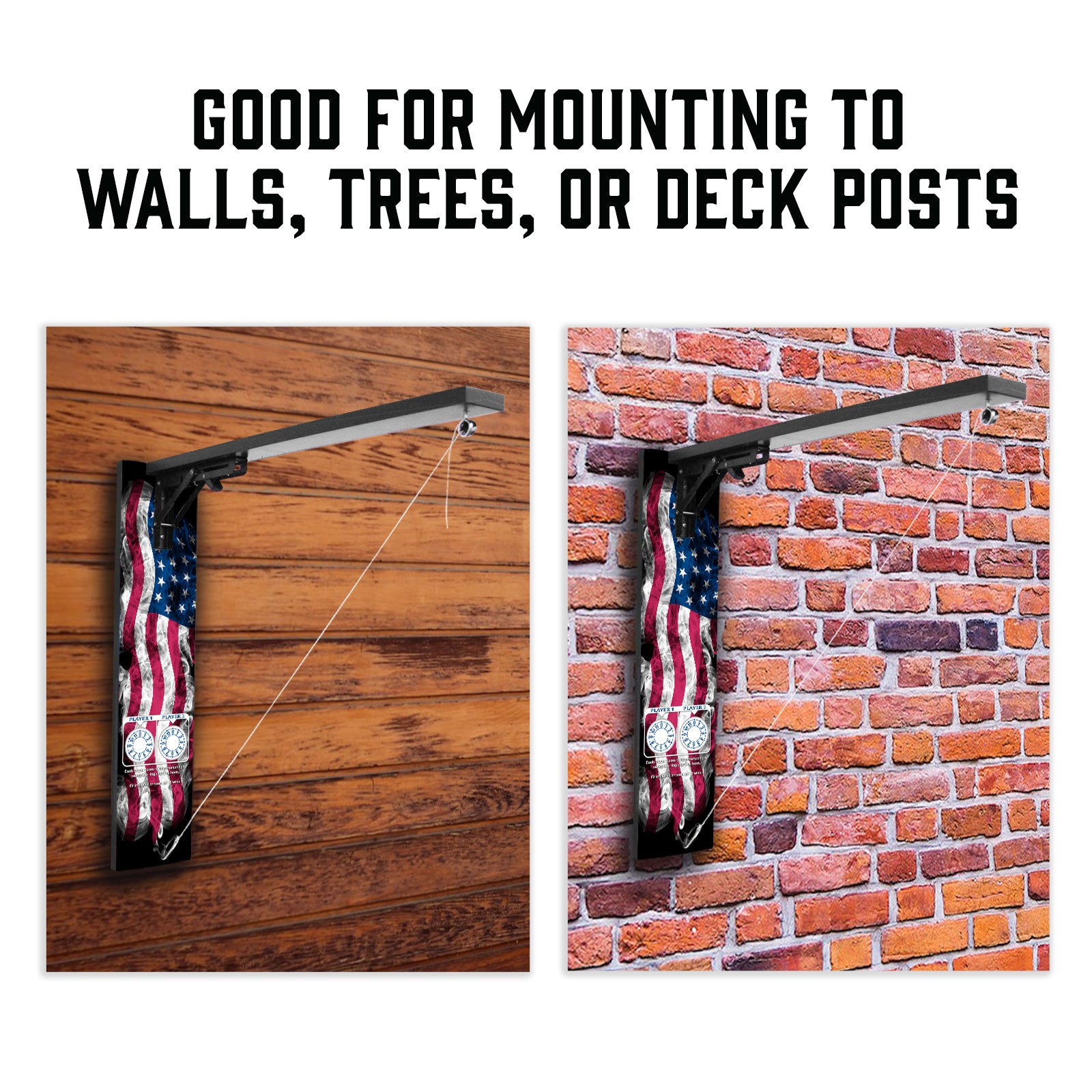 Customizable Wall Mounted Folding Ring Toss - American Flag Smoke