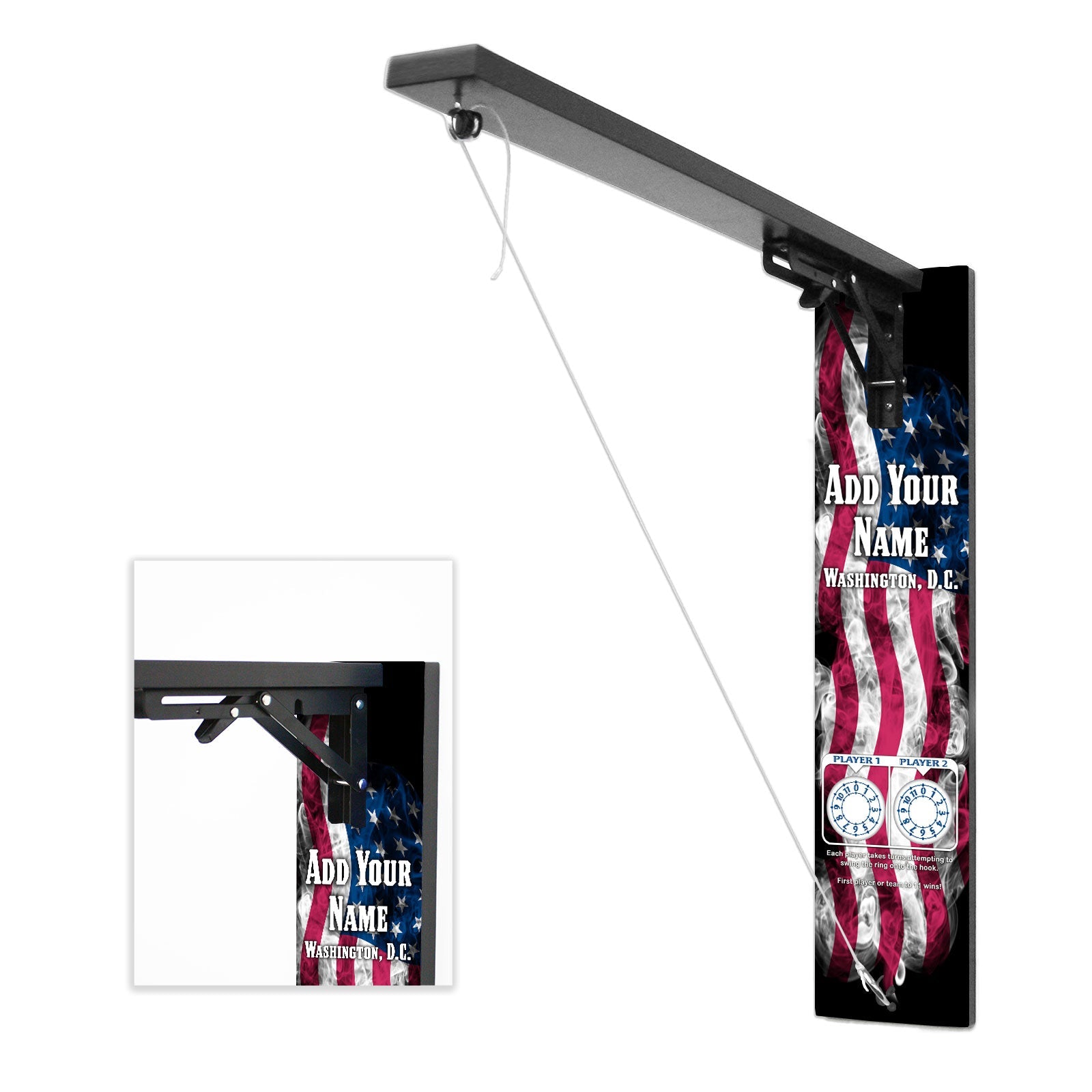 Customizable Wall Mounted Folding Ring Toss - American Flag Smoke