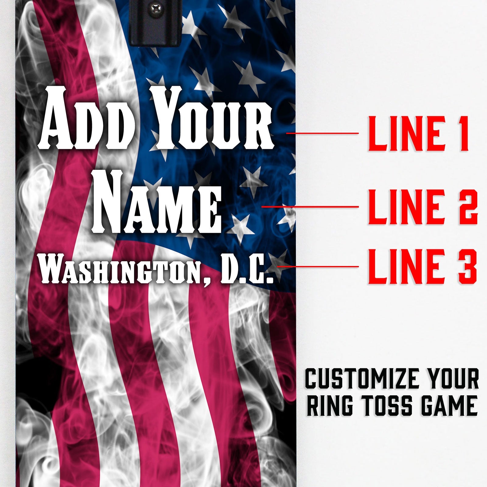 Customizable Wall Mounted Folding Ring Toss - American Flag Smoke