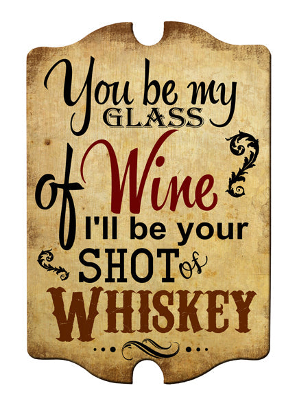 Glass of Wine/Shot of Whiskey Wood Plaque Bar Sign Tavern-shaped