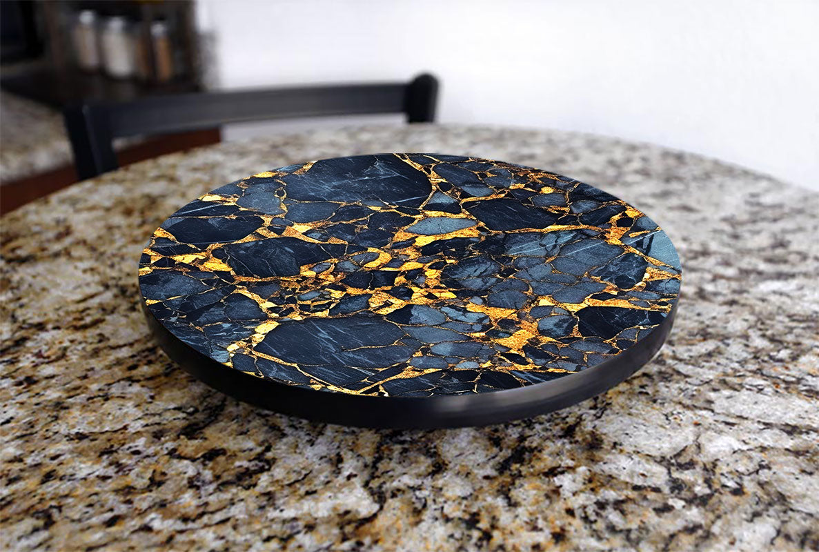 Lazy Susan - Marble W/ Gold Designs - 3 Different Sizes - For Kitchen Table Top
