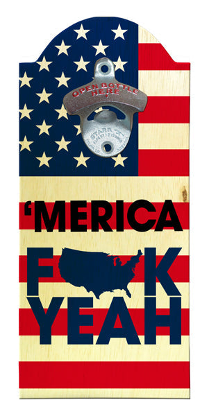 Merica Wooden Bottle Opener with Magnetic Cap Catcher