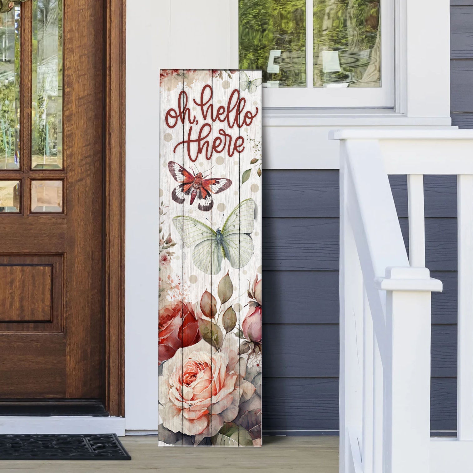 Vertical Porch Sign / Oh Hello There Collection Porch Signs floral butterfly