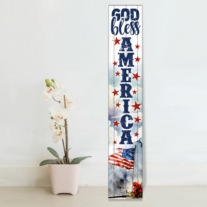 Vertical Porch Sign / Patriotic Collection Porch Signs / 8x46 Wooden Signs / Design Options
