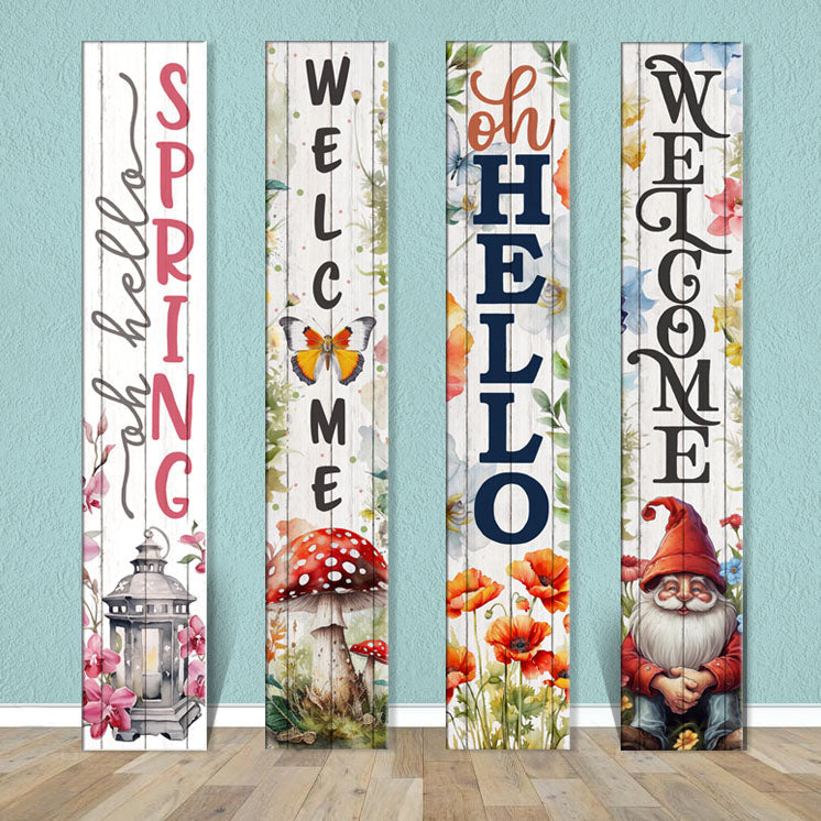 Vertical Porch Sign / Spring Collection Porch Signs / 8x46 Wooden Signs / Design Options