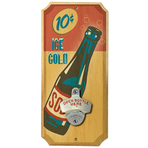 Vintage Soda - Wall Mounted Wood Plaque Bottle Opener