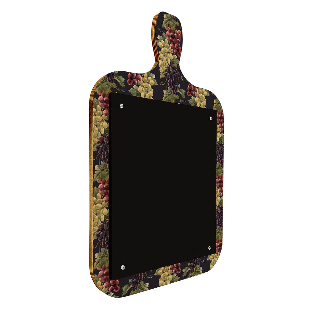 Wood Plaque Menu - Cutting Board Shaped Chalkboard - Grapes Wine Design