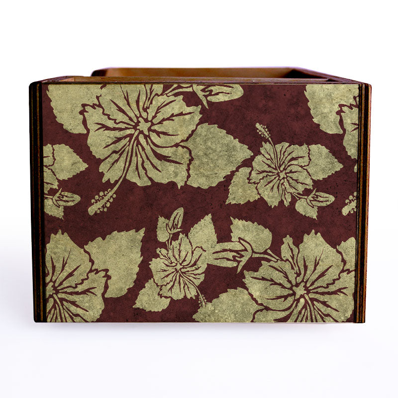Wooden Bar Caddy - Rustic Hibiscus - Maroon