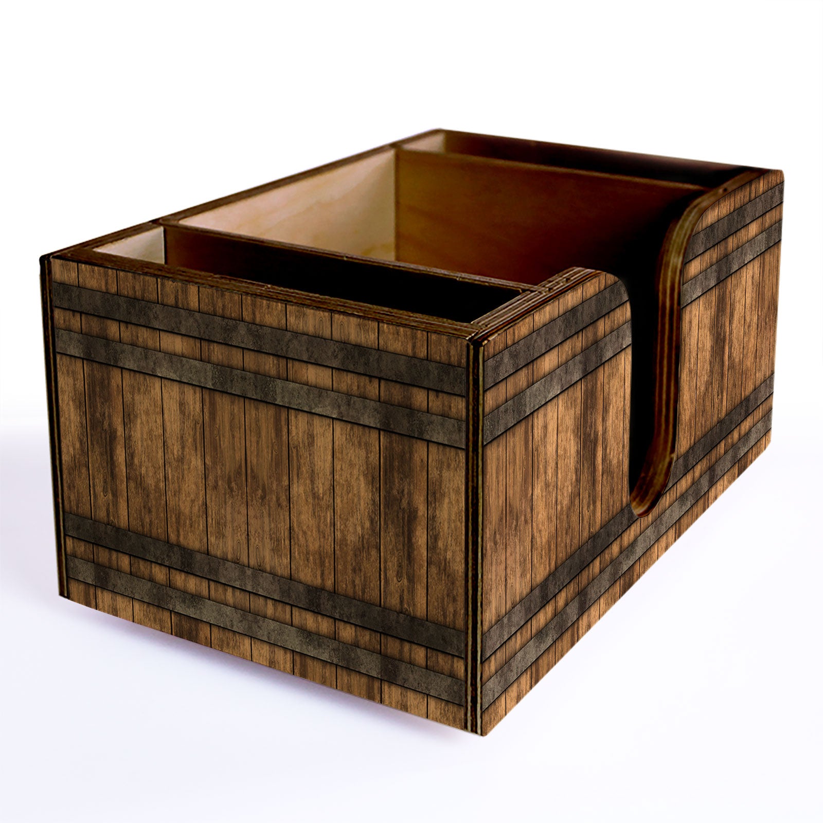 Wooden Bar Caddy - Rustic Wooden Barrel
