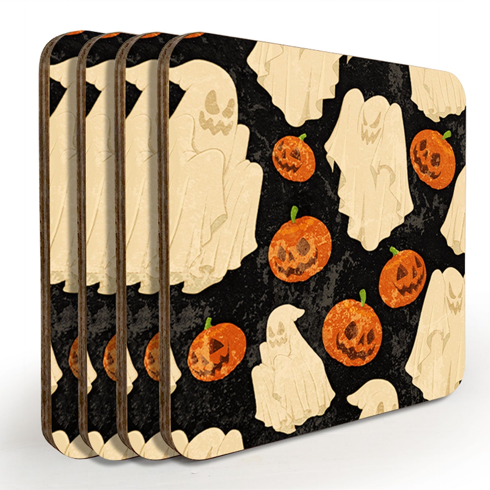 Wooden Coasters - Halloween Ghost Design