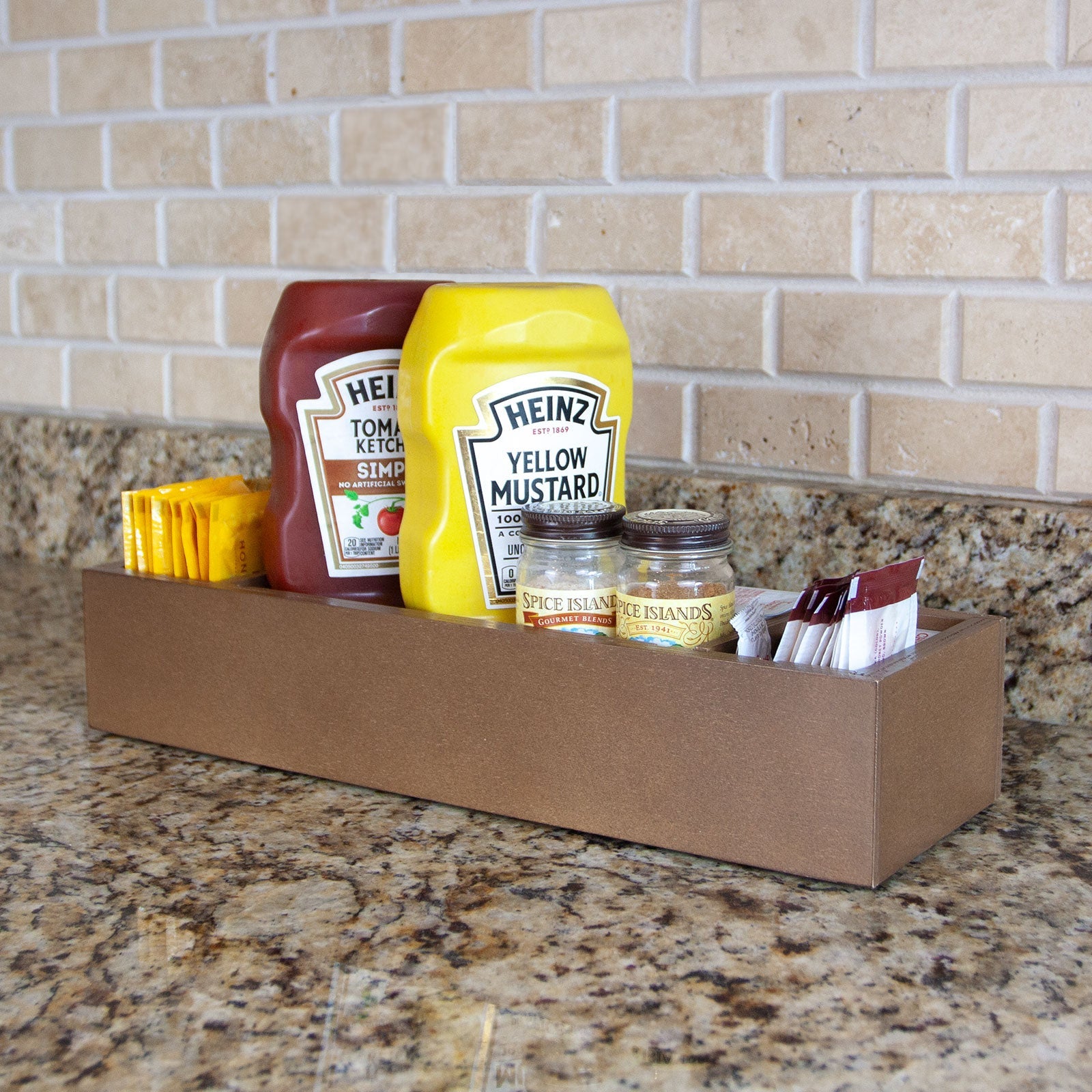 Wooden Condiment Caddy - Stain Finish