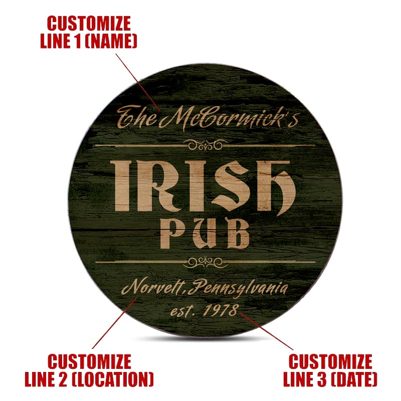 Wooden Round Coasters - Customizable - Irish Theme - Set of 4