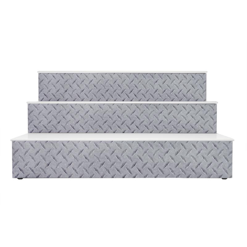 BarConic® LED Liquor Bottle Display Shelf - 3 Steps - Diamond Plate Print - Several Lengths