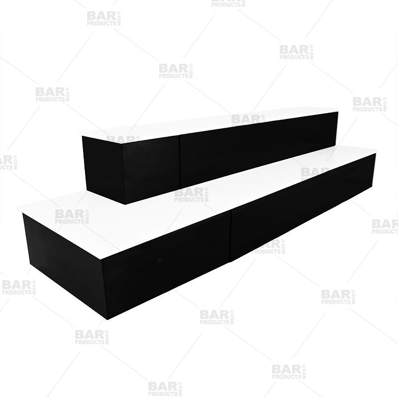 BarConic® LED Liquor Bottle Display Shelf - Outside Corner - 2 Steps - Black