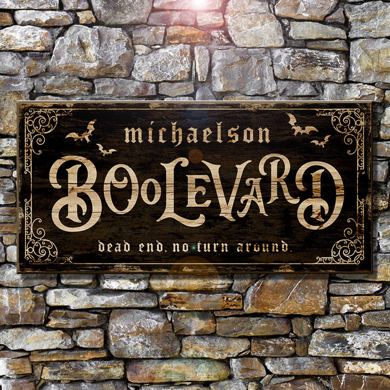 CUSTOMIZABLE Large Vintage Wooden Halloween Sign - BOOLEVARD