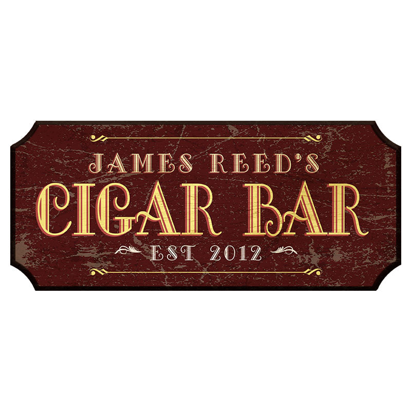 CUSTOMIZABLE Wood Plaque Sign - CIGAR BAR - Color Options