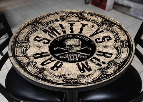 CUSTOMIZABLE Wooden Table Top - Rum Bar Design - Two Sizes Available