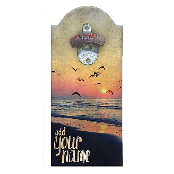 Cool Sunset Custom Wooden Bottle Opener with Magnetic Cap Catcher