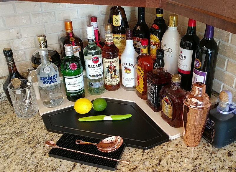 Counter Caddies™ - NATURAL Corner - Liquor/Wine Bottle Display