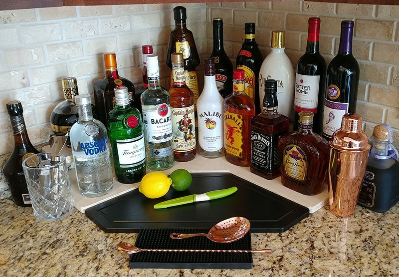 Counter Caddies™ - NATURAL Corner - Liquor/Wine Bottle Display