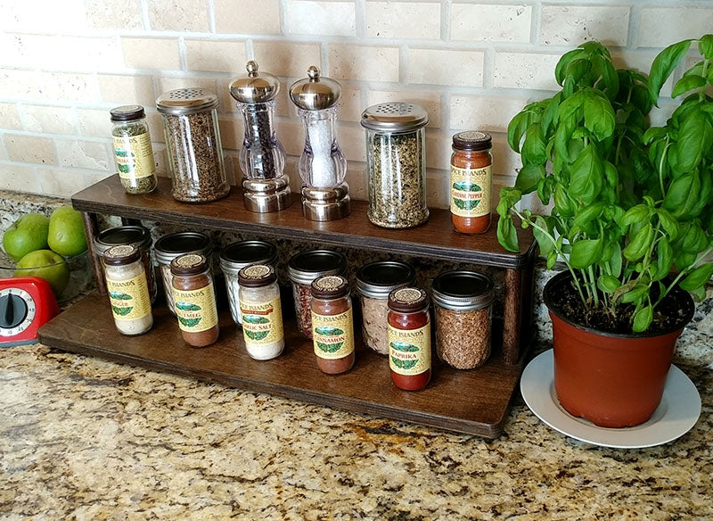 Counter Caddies™ - Walnut-Stained Straight Shelf - Culinary / Spice Rack - 24" Length