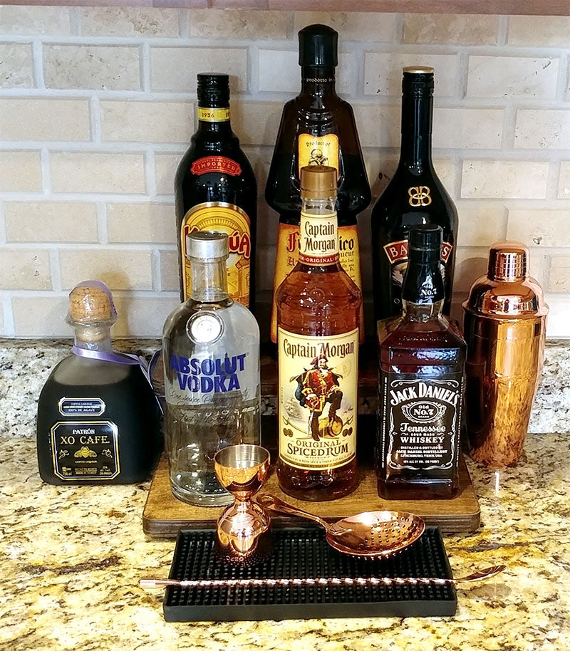 Counter Caddies™ - Walnut-Stained Straight Shelf - Liquor/Wine Bottle Display - 12" Length
