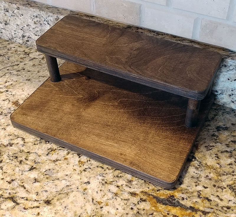 Counter Caddies™ - Walnut-Stained Straight Shelf - Liquor/Wine Bottle Display - 12" Length