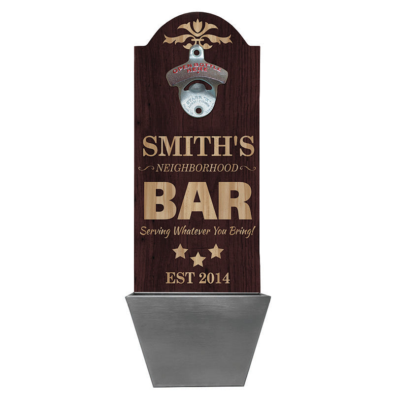 Custom Round Top Plaque with Cap Catcher - Neighborhood Bar