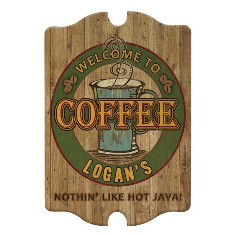 Custom Tavern Shaped Wood Bar Sign - Coffee
