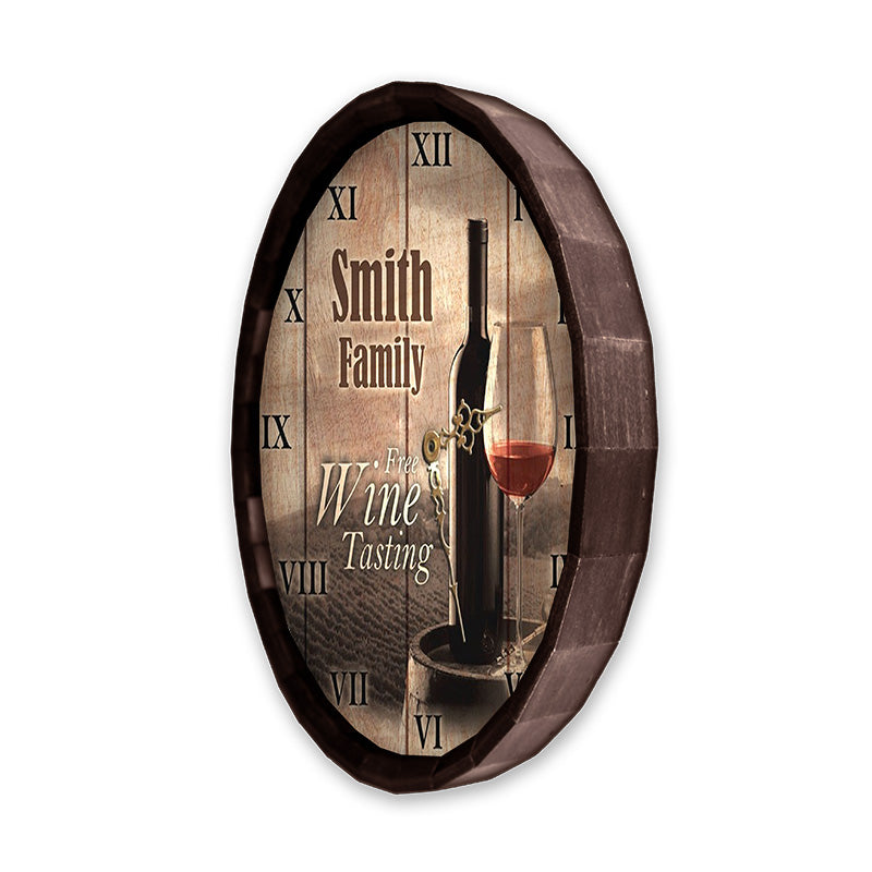 Custom Wood Barrel Top Clock – Free Wine Tasting