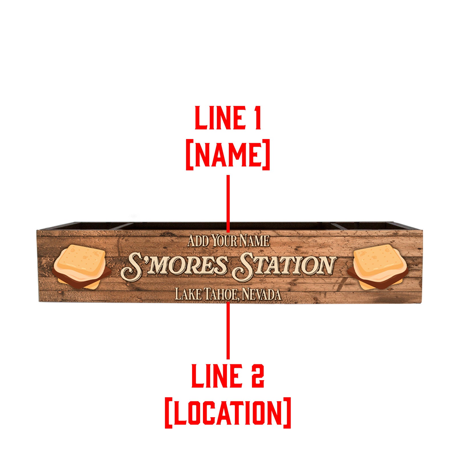 Custom Wooden Condiment Caddy - S'mores Station