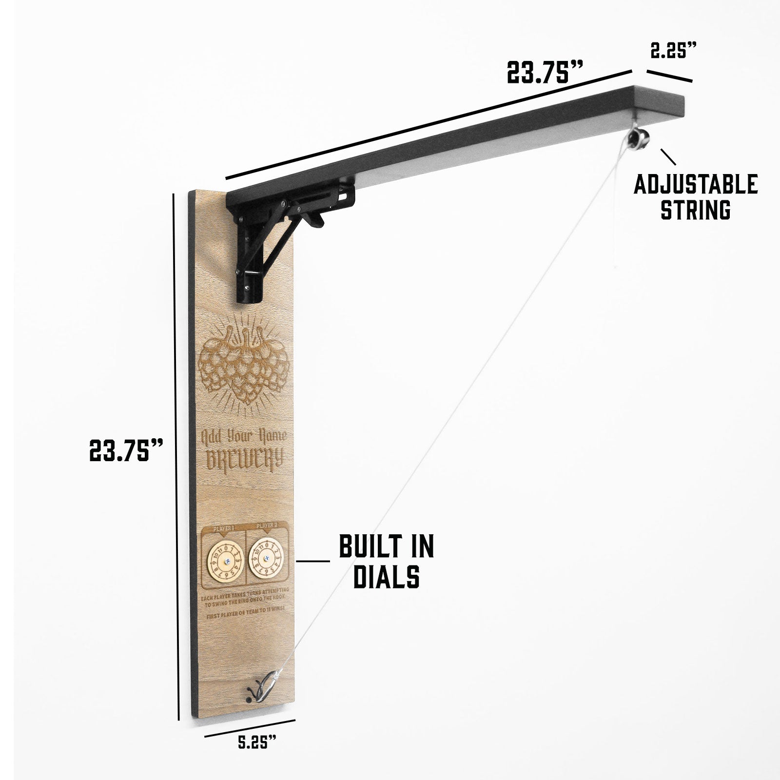 Customizable Engraved Wall Mounted Folding Ring Toss Measurements