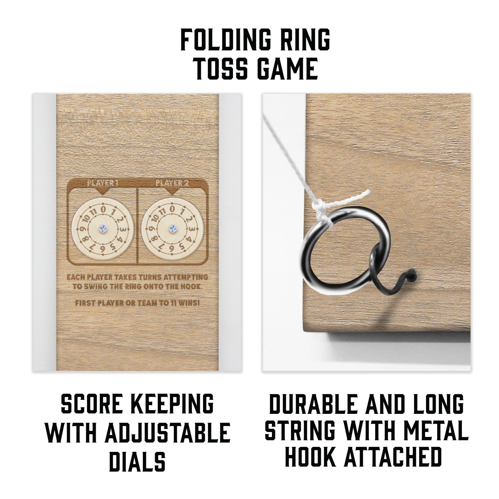 Customizable Engraved Wall Mounted Folding Ring Toss Hardware