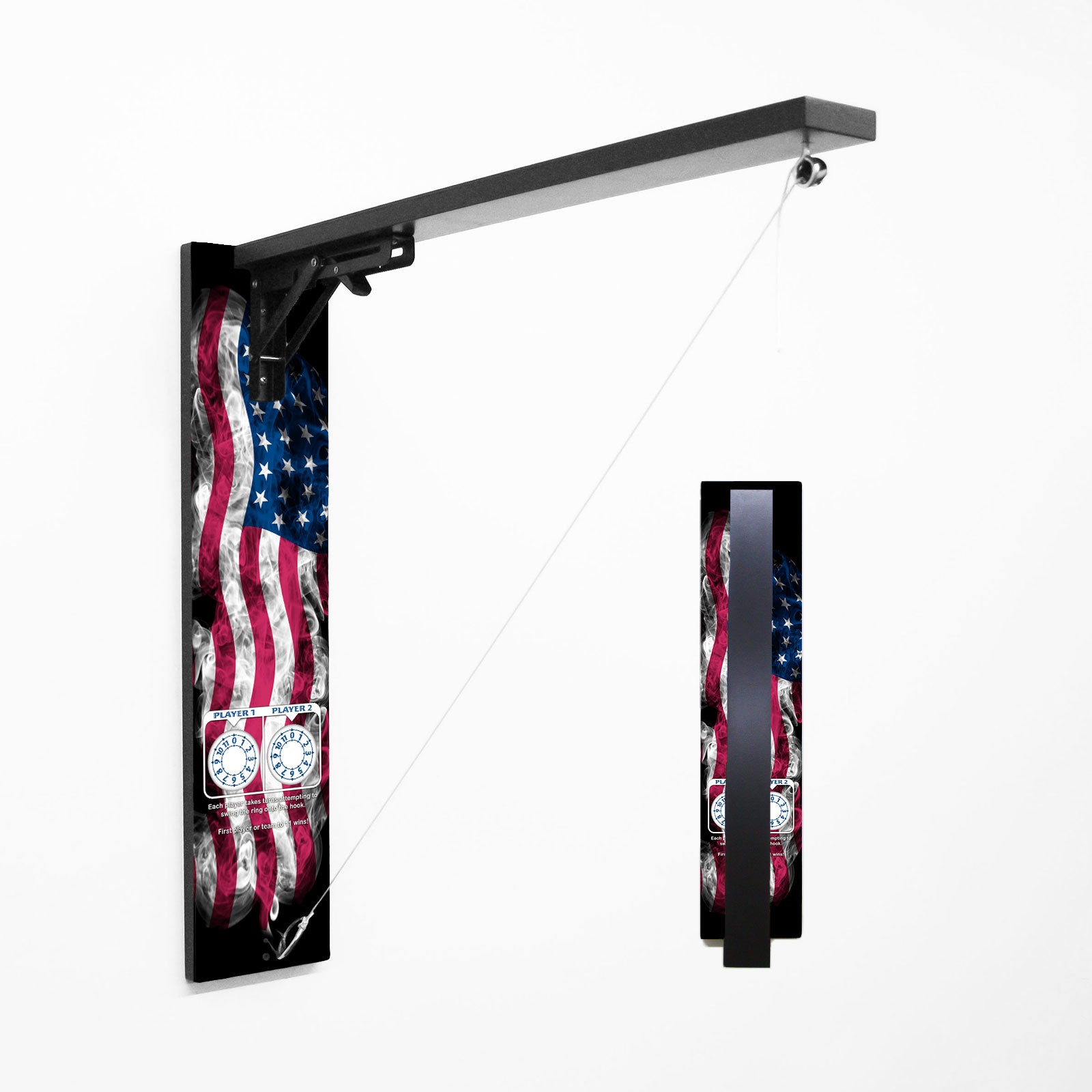 Customizable Wall Mounted Folding Ring Toss - American Flag Smoke