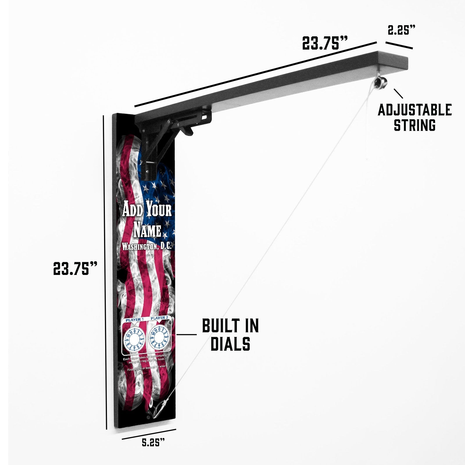 Customizable Wall Mounted Folding Ring Toss - American Flag Smoke