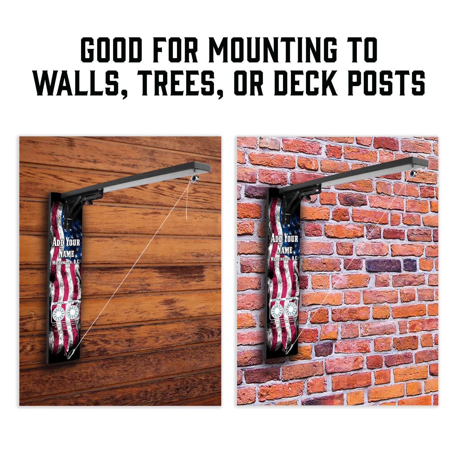 Customizable Wall Mounted Folding Ring Toss - American Flag Smoke
